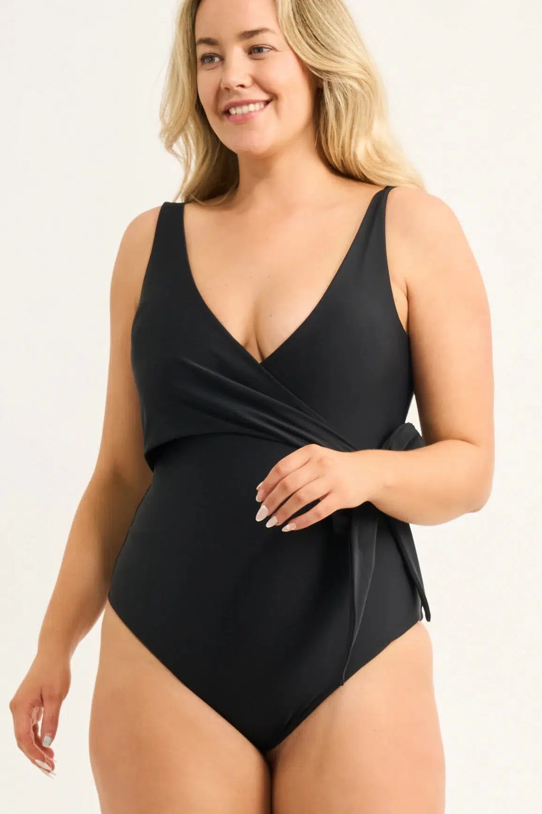 Black Silky - Wrap One Piece W/ Extra Coverage Bottoms-Activewear-Exoticathletica