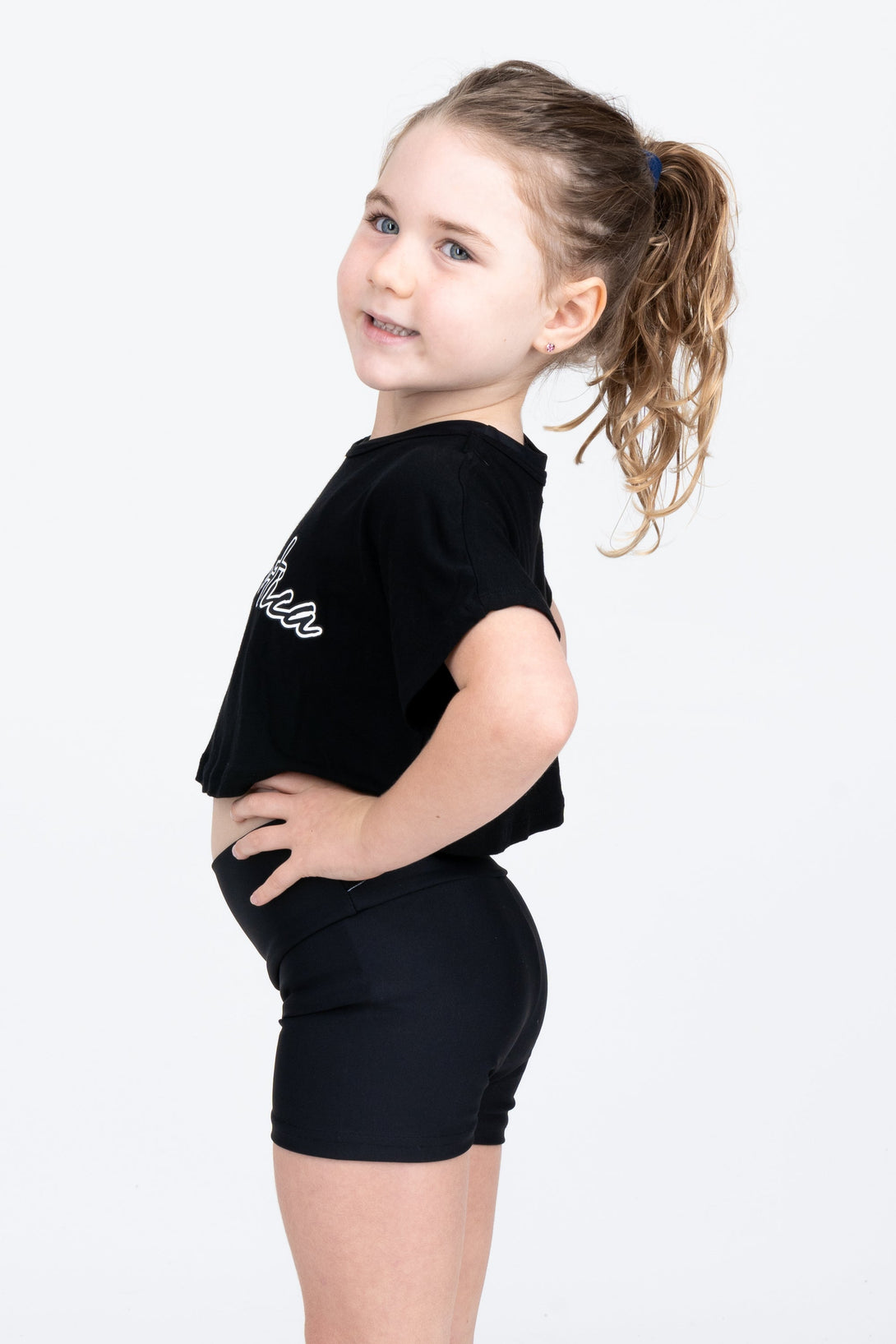 Black Slinky To Touch - Kids Exotica Cropped Tee-Activewear-Exoticathletica