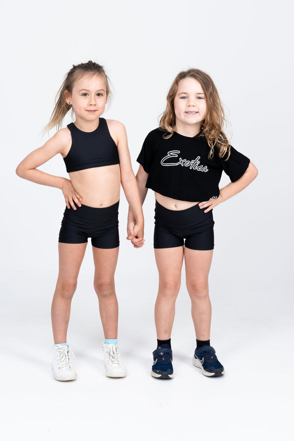Black Slinky To Touch - Kids Exotica Cropped Tee-Activewear-Exoticathletica