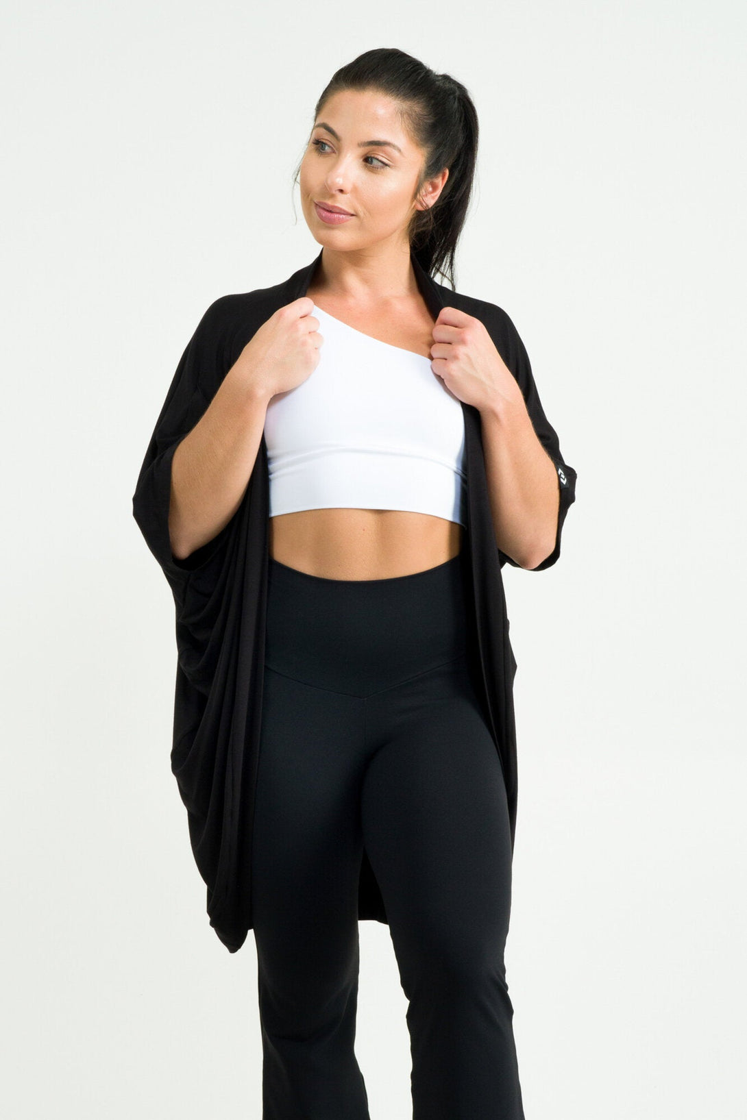 Black Slinky To Touch - Midi Kimono-Activewear-Exoticathletica