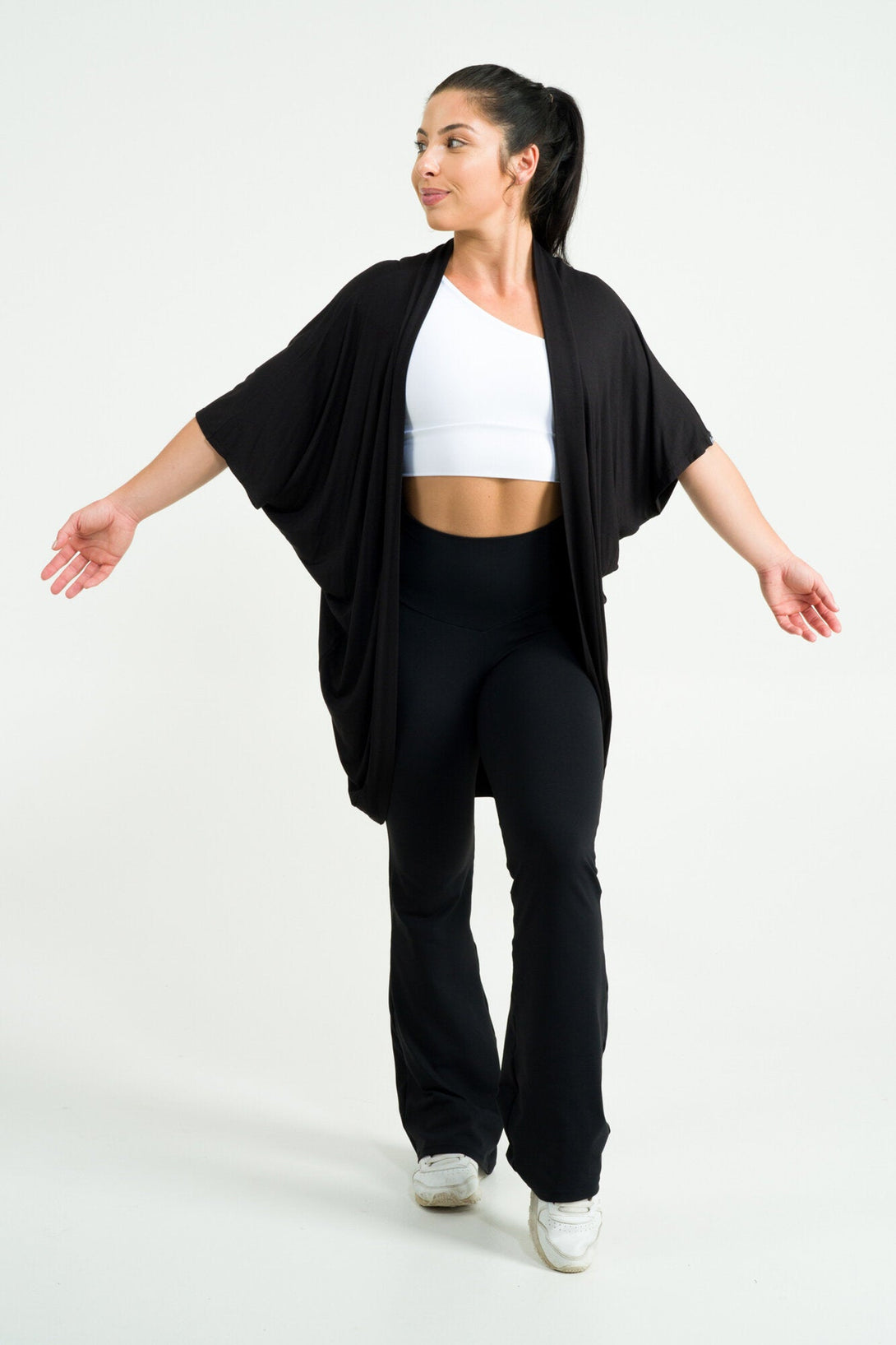 Black Slinky To Touch - Midi Kimono-Activewear-Exoticathletica