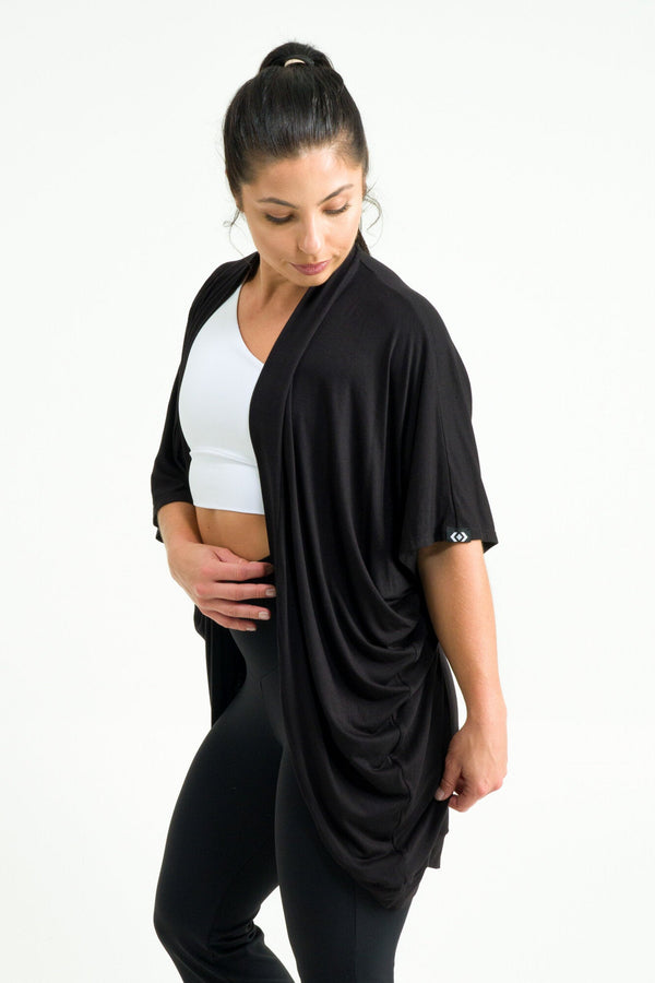 Black Slinky To Touch - Midi Kimono-Activewear-Exoticathletica