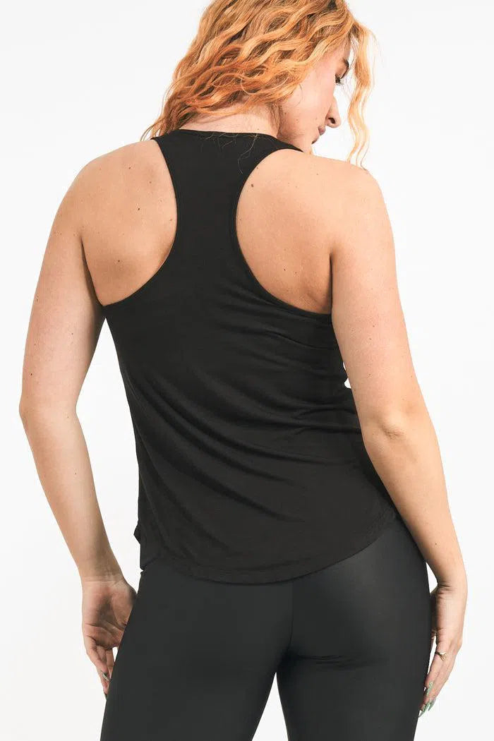 Black Slinky To Touch - Racer Back Tank Top-Activewear-Exoticathletica