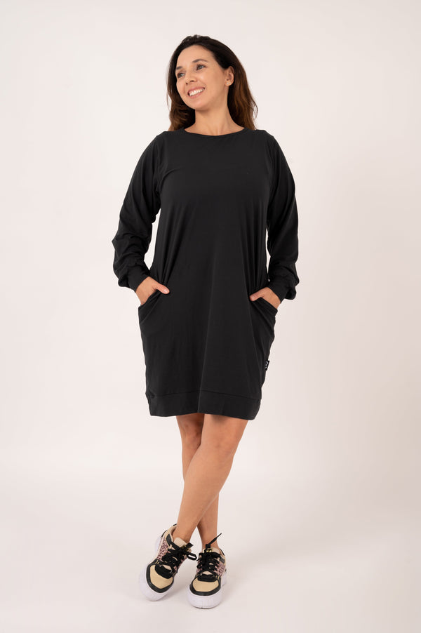 Black Soft To Touch - Lazy Girl Dress Sweater-Activewear-Exoticathletica