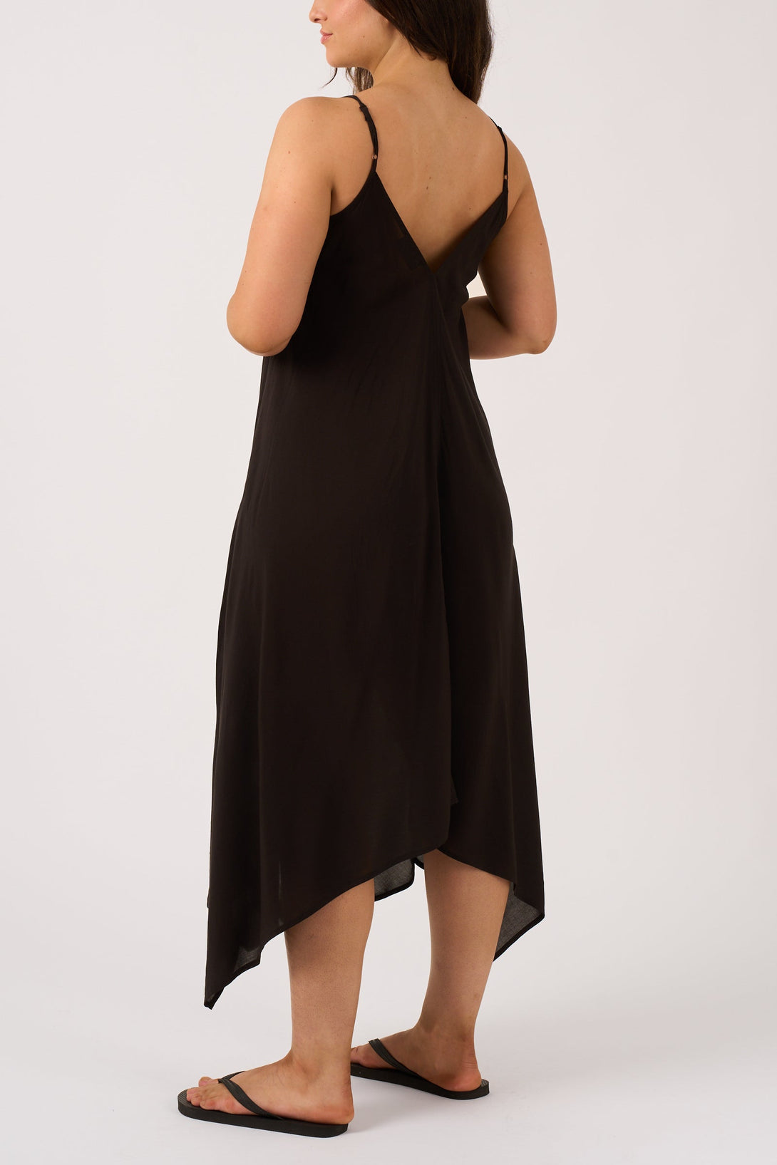 Black Sustainable Viscose - Hanky Hem Dress-Activewear-Exoticathletica