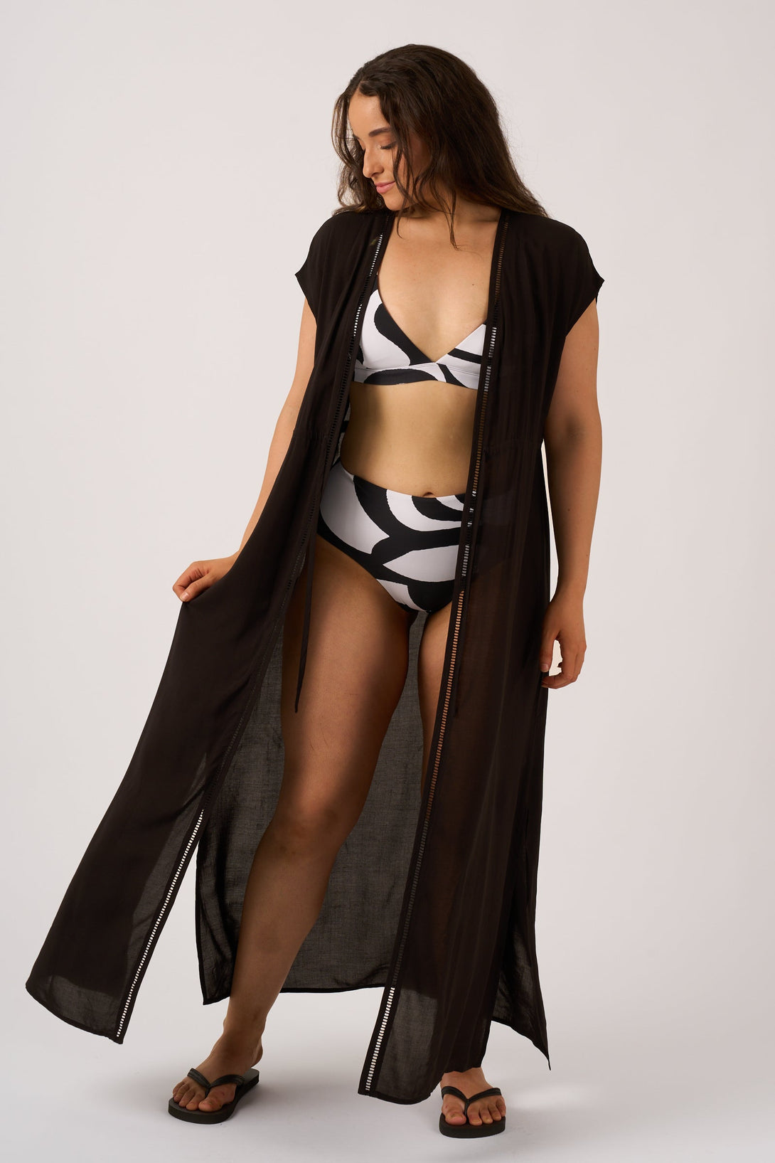 Black Sustainable Viscose - Maxi Kimono-Activewear-Exoticathletica