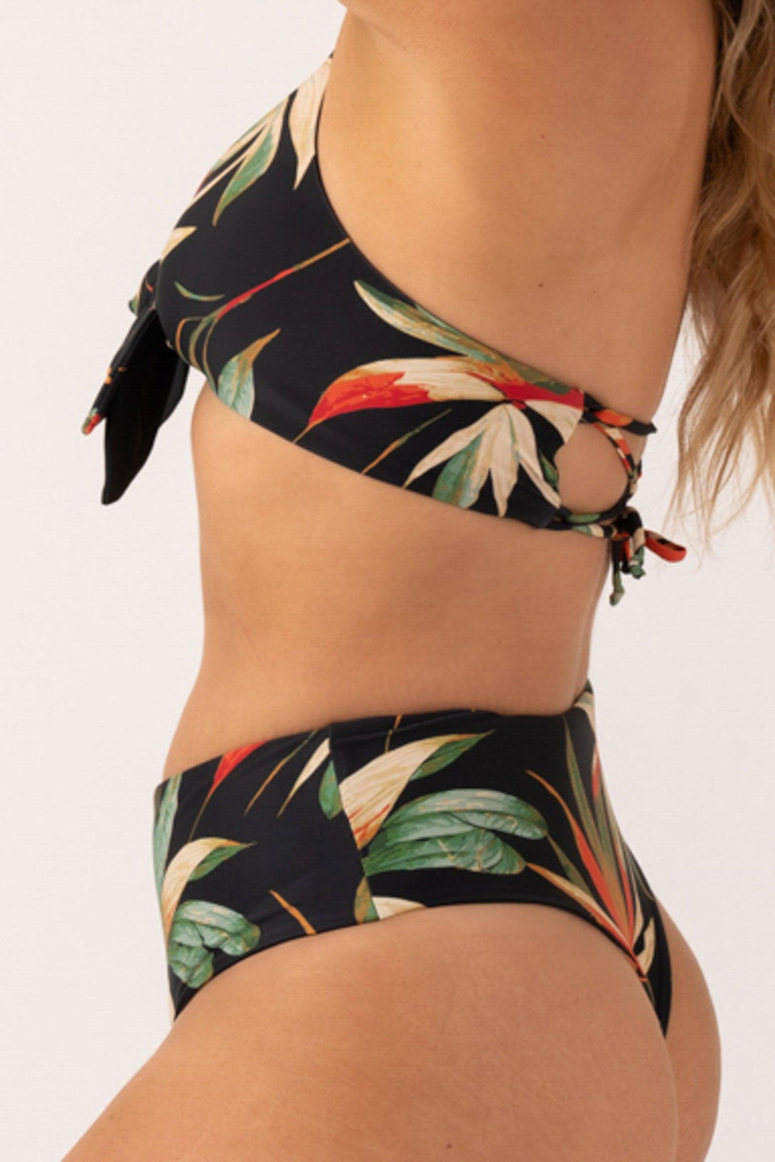 Black Tropico Silky - Reversible High Waisted Cheeky Cut Bikini Bottom-Activewear-Exoticathletica