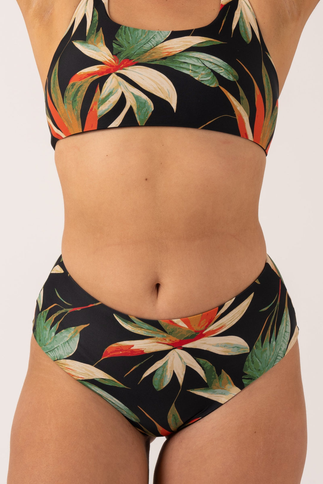 Black Tropico Silky - Reversible High Waisted Medium Cut Bikini Bottom-Activewear-Exoticathletica