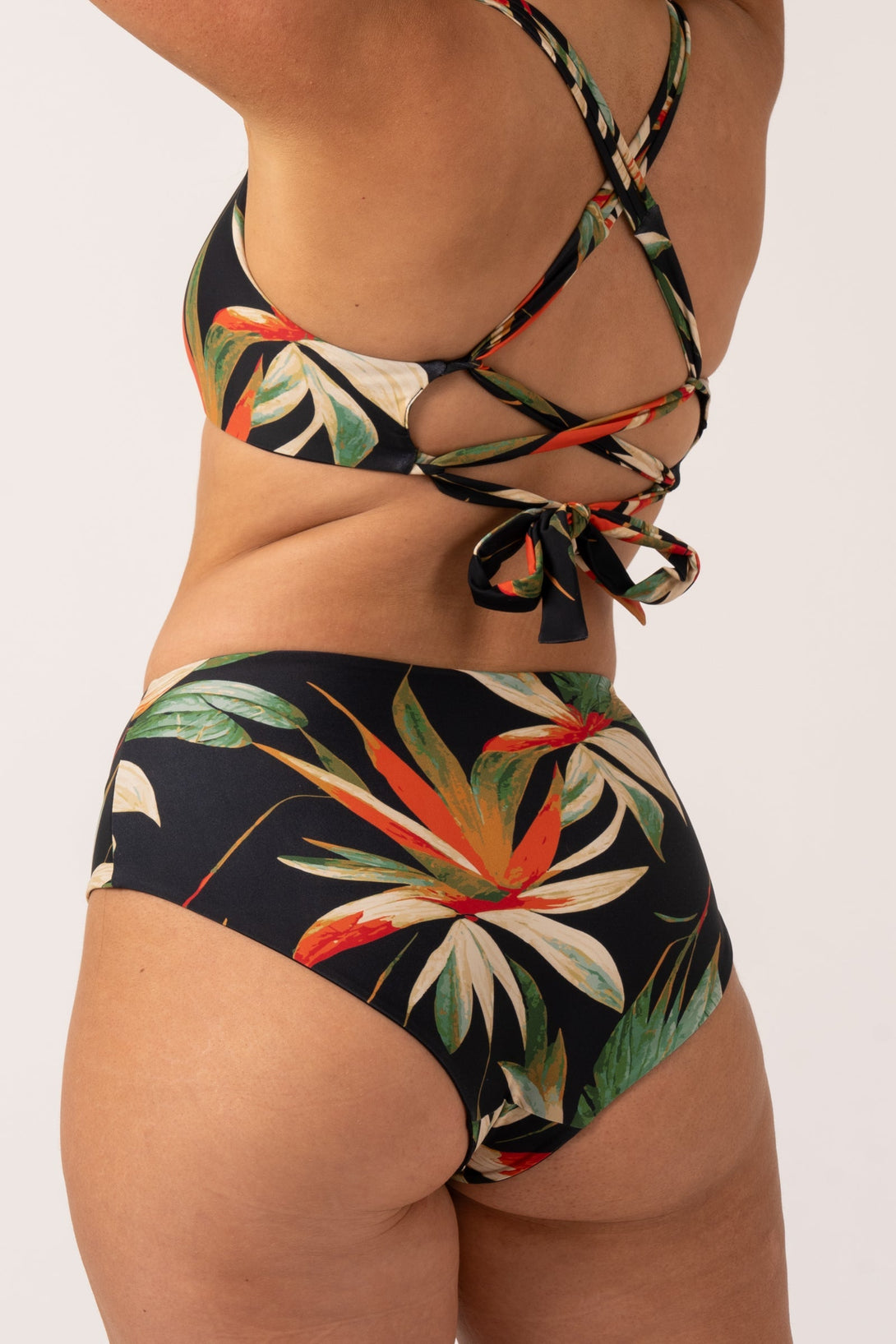 Black Tropico Silky - Reversible High Waisted Medium Cut Bikini Bottom-Activewear-Exoticathletica