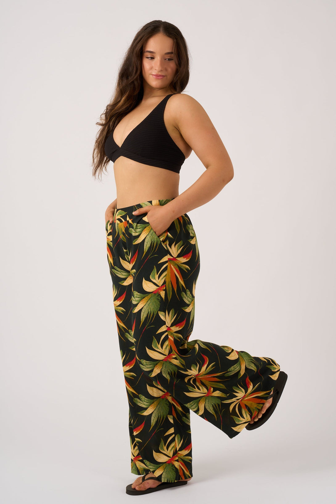 Black Tropico Sustainable Viscose - Wide Leg Pant With Pockets-Activewear-Exoticathletica