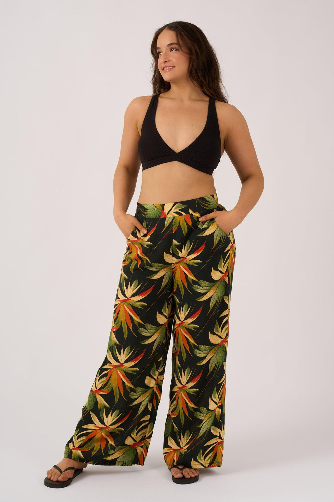 Black Tropico Sustainable Viscose - Wide Leg Pant With Pockets-Activewear-Exoticathletica