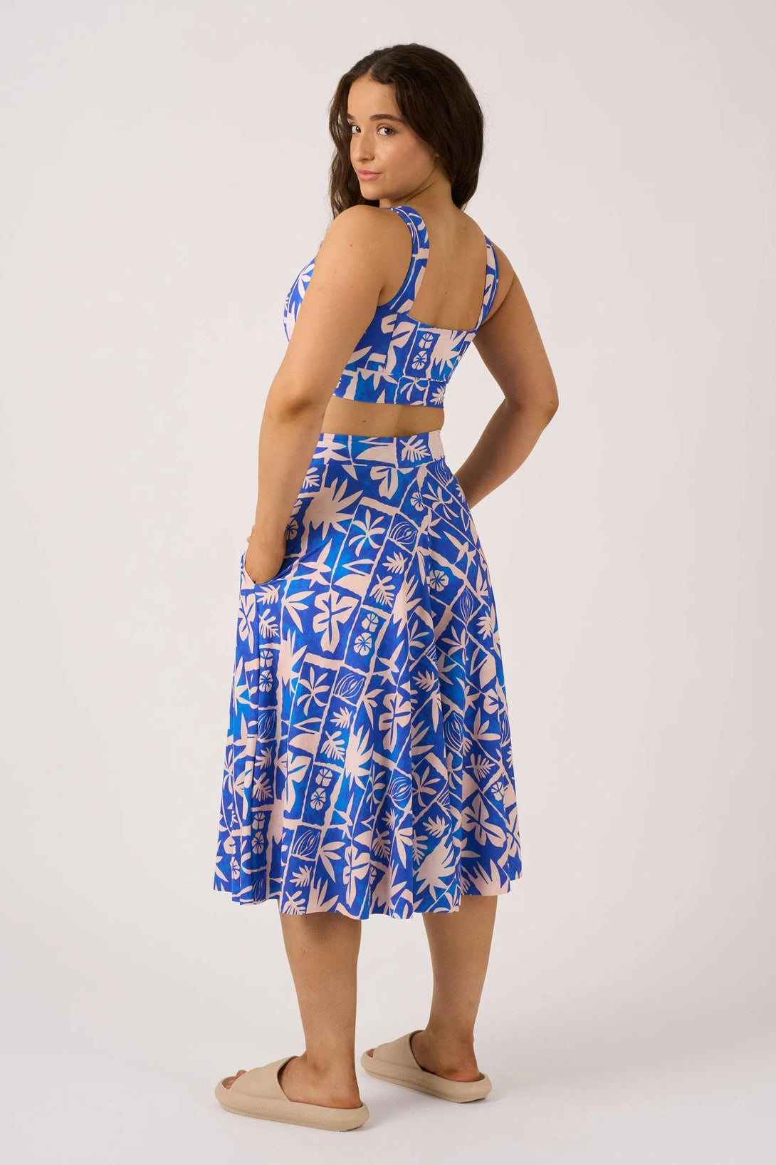 Blue Tiki Silky - Palazzo Culotte With Pocket-Activewear-Exoticathletica