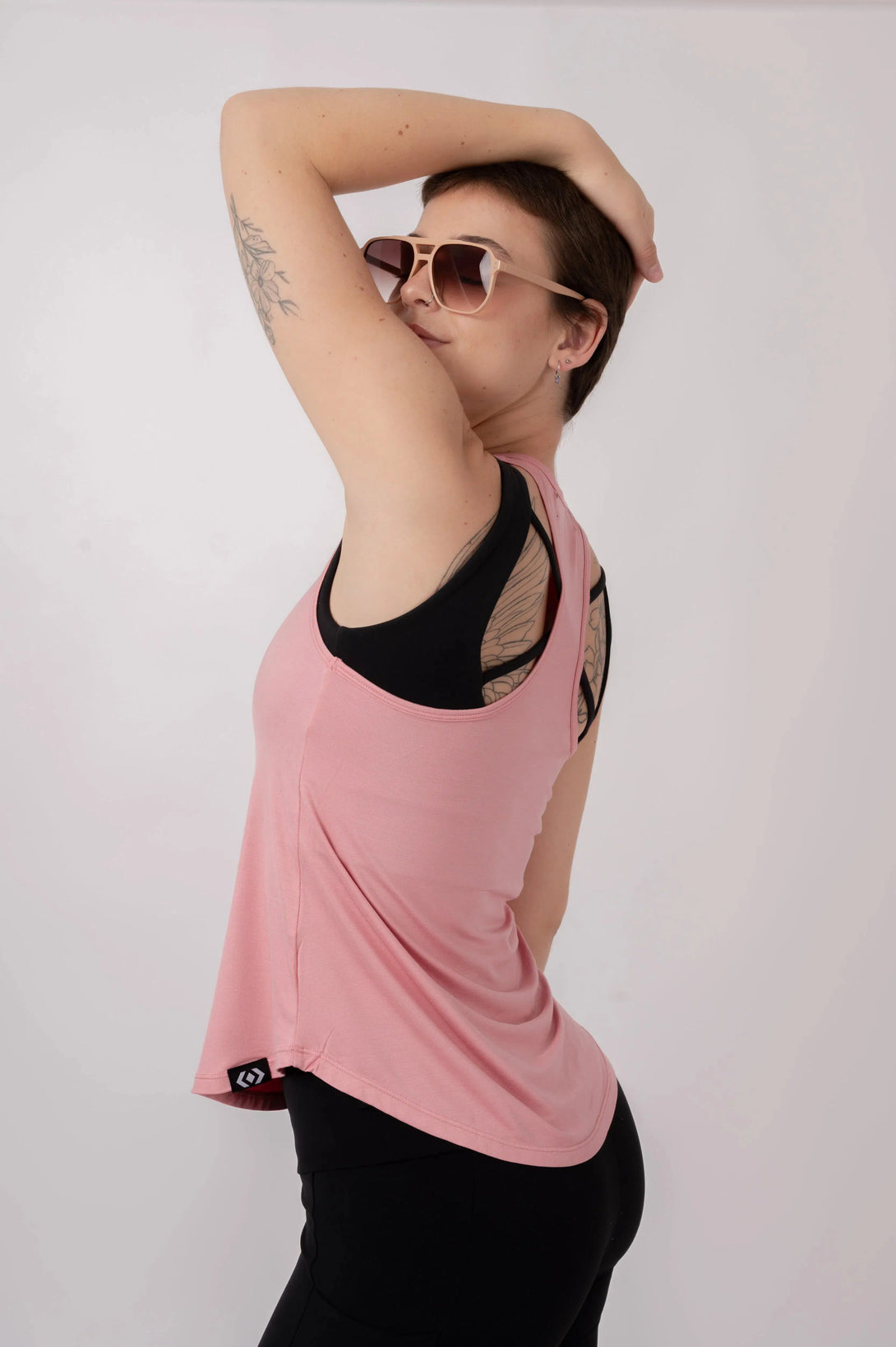 Blush Pink Slinky to Touch - Racer Back Tank Top-Activewear-Exoticathletica