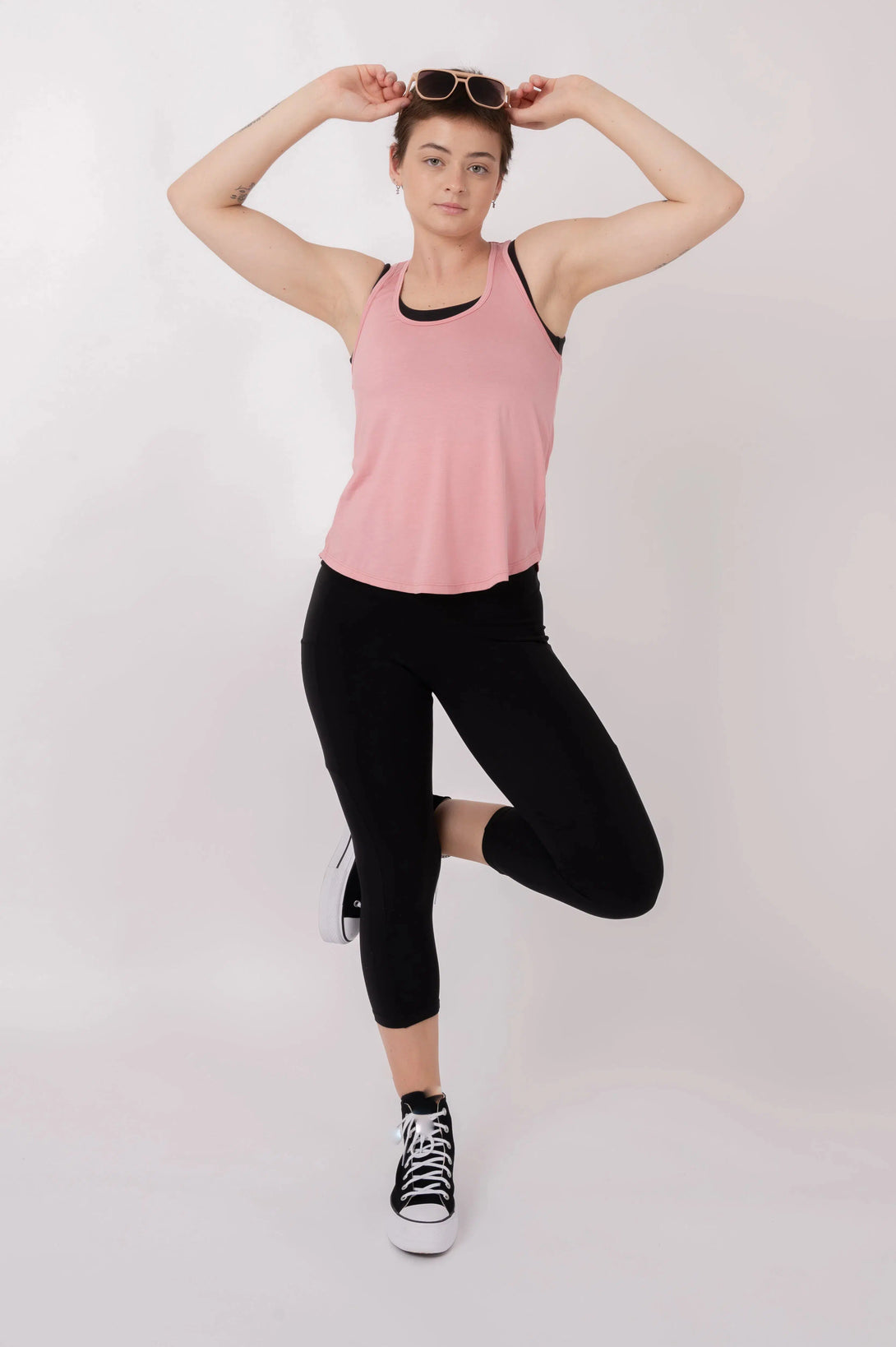 Blush Pink Slinky to Touch - Racer Back Tank Top-Activewear-Exoticathletica