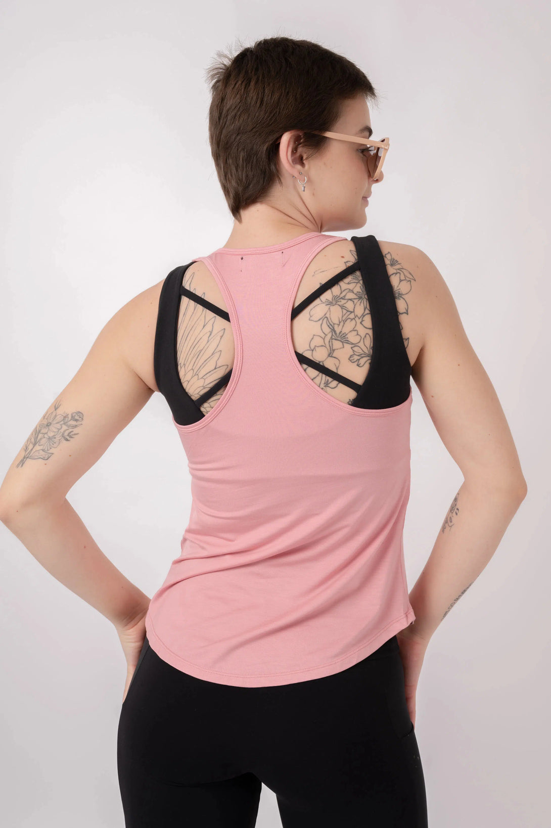 Blush Pink Slinky to Touch - Racer Back Tank Top-Activewear-Exoticathletica