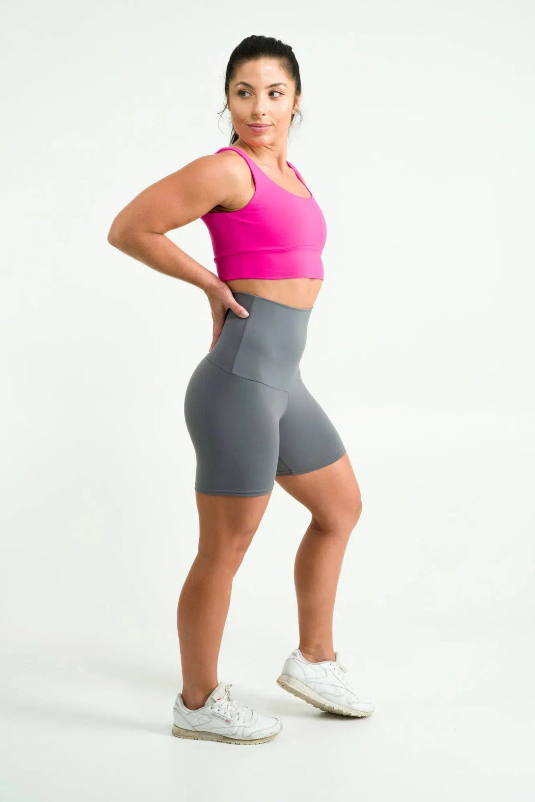 Body Contouring Extra High Waisted Booty Shorts - Grey-Activewear-Exoticathletica