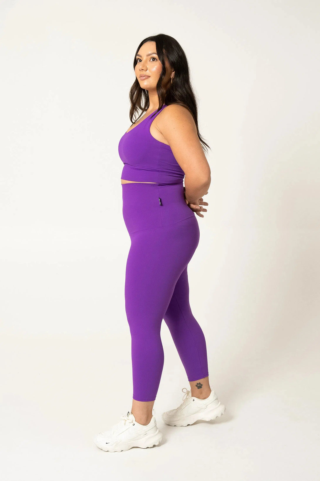 Body Contouring Extra High Waisted Capri Leggings - Purple-Activewear-Exoticathletica