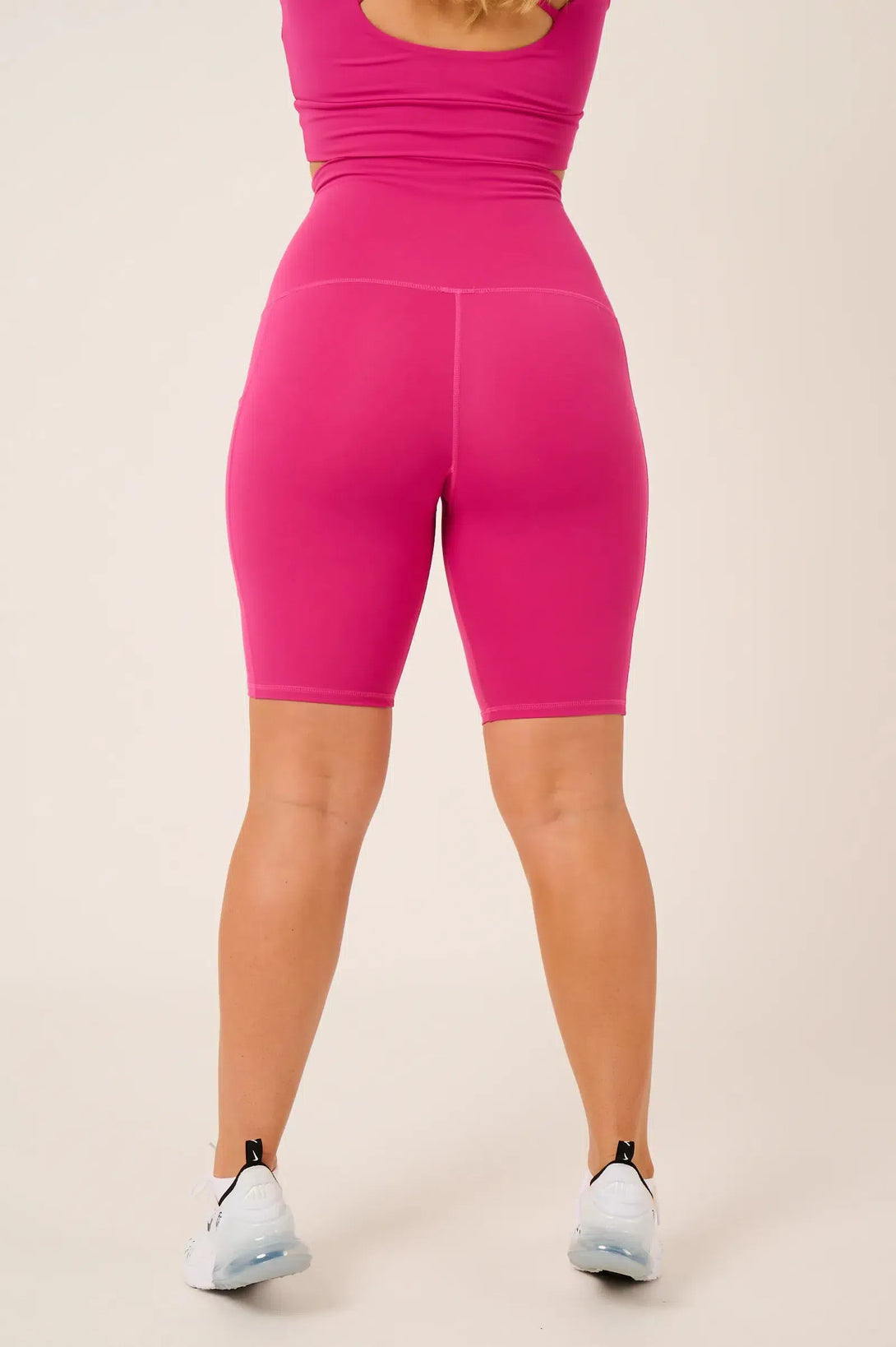 Body Contouring Extra High Waisted Panel Pocket Long Shorts - Hot Pink-Activewear-Exoticathletica