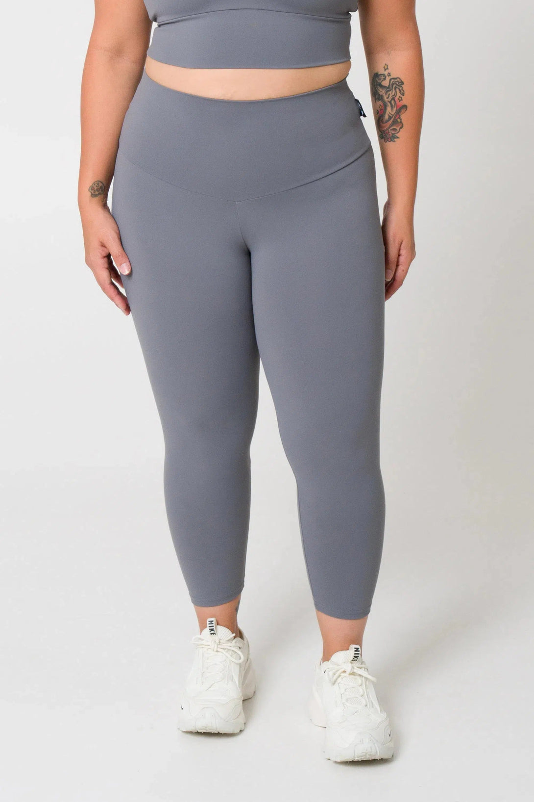 Body Contouring High Waisted Capri Leggings - Grey-Activewear-Exoticathletica