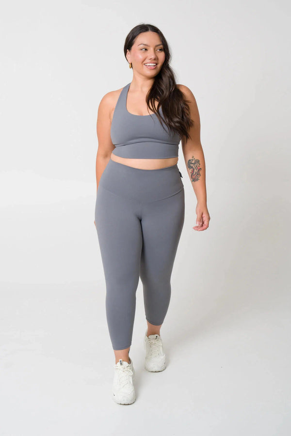 Body Contouring High Waisted Capri Leggings - Grey-Activewear-Exoticathletica