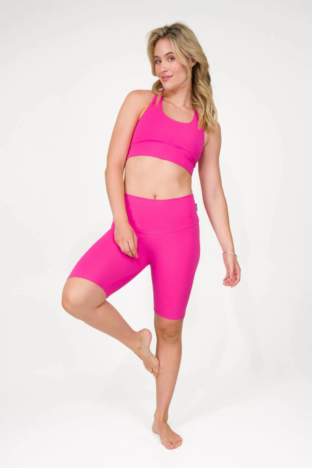 Body Contouring High Waisted Long Shorts - Pink-Activewear-Exoticathletica