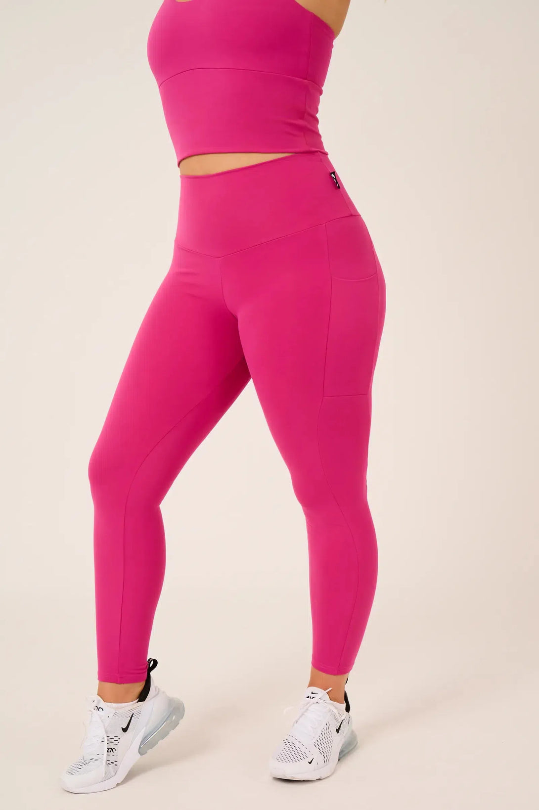 Body Contouring High Waisted Panel Pocket 7/8 Leggings - Hot Pink-Activewear-Exoticathletica