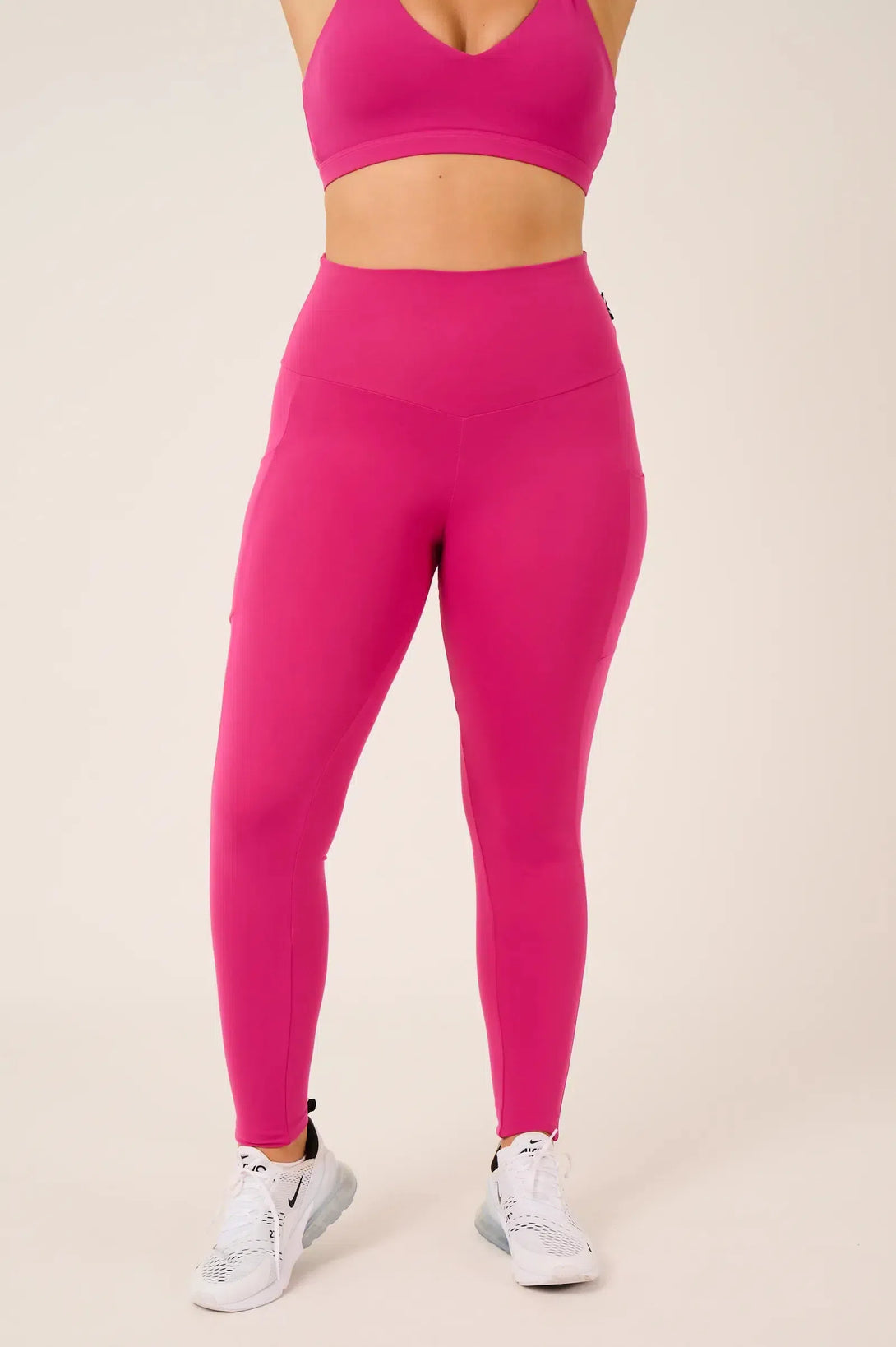 Body Contouring High Waisted Panel Pocket Leggings - Hot Pink-SK-0464-Activewear-Exoticathletica