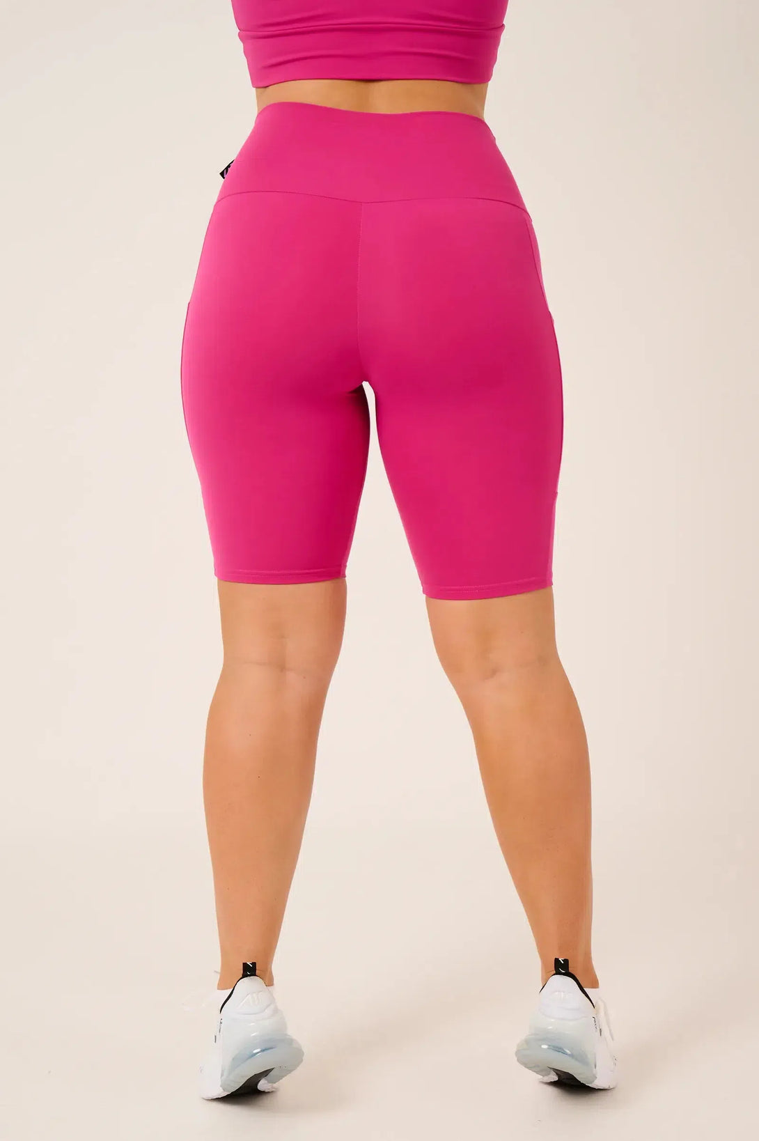 Body Contouring High Waisted Panel Pocket Long Shorts - Hot Pink-Activewear-Exoticathletica