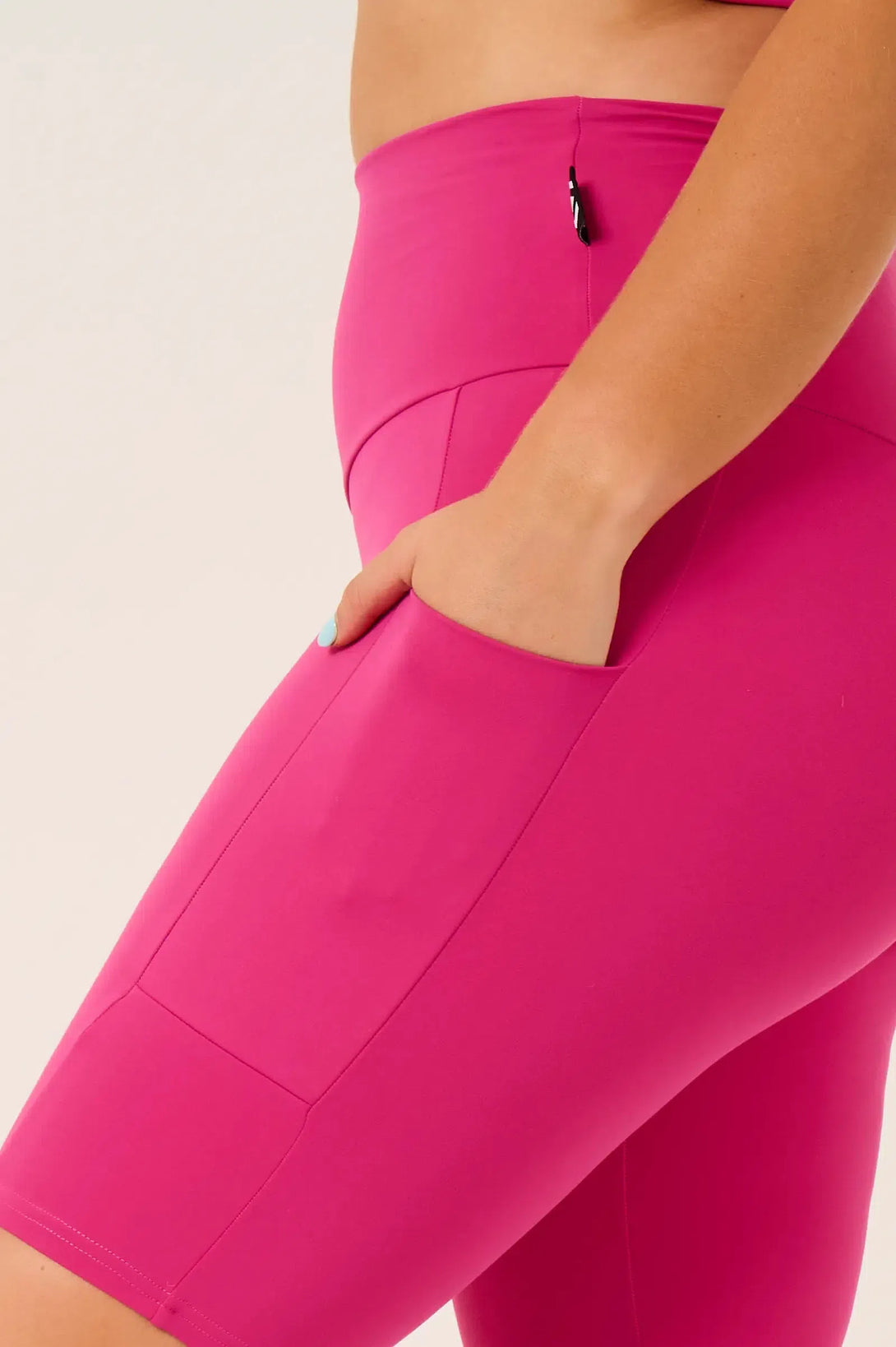 Body Contouring High Waisted Panel Pocket Long Shorts - Hot Pink-Activewear-Exoticathletica