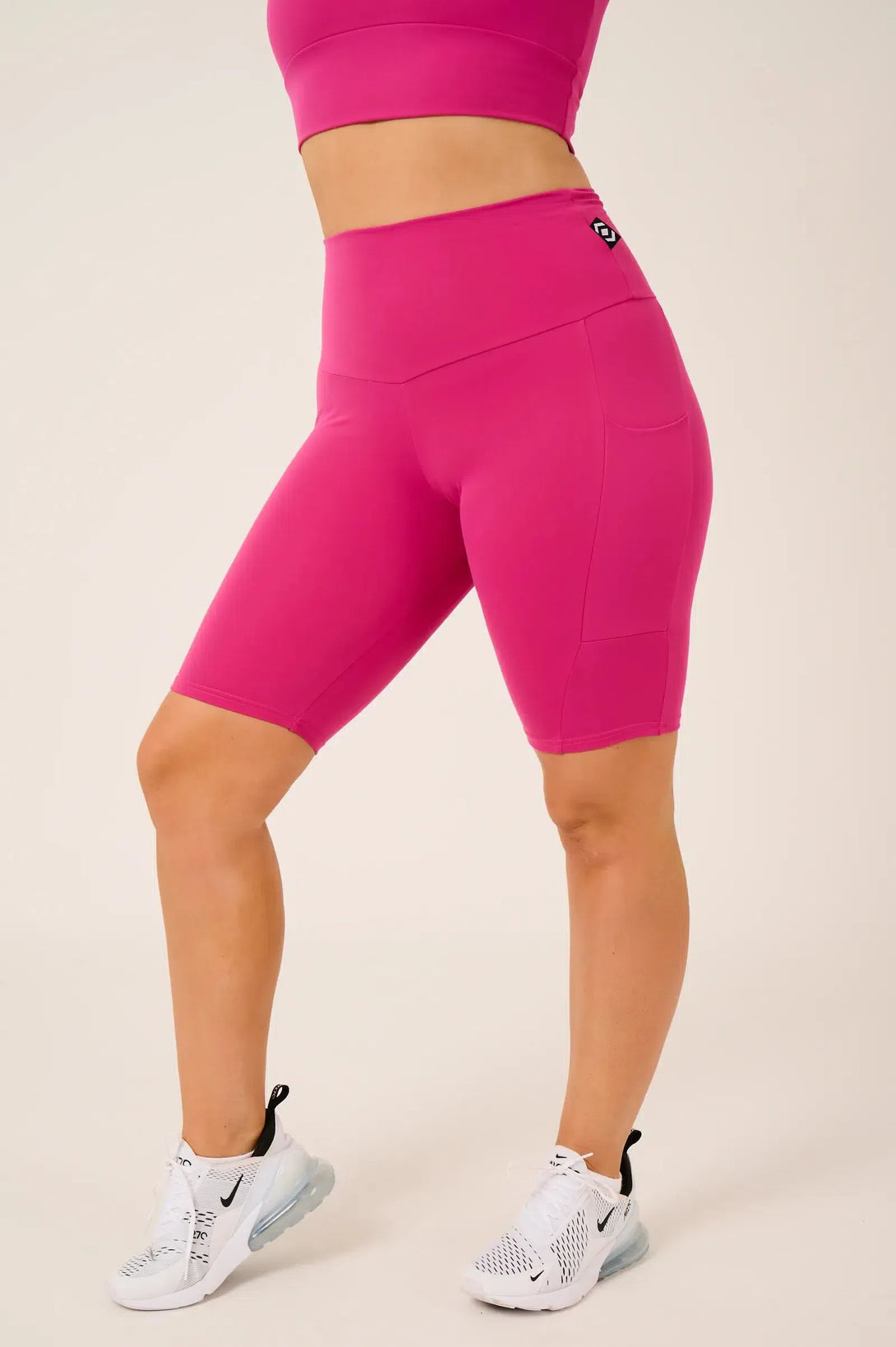 Body Contouring High Waisted Panel Pocket Long Shorts - Hot Pink-Activewear-Exoticathletica