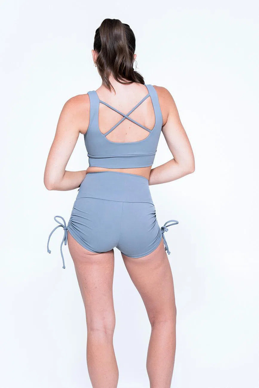 Body Contouring High Waisted Tie Side Booty Shorts - Grey-Activewear-Exoticathletica