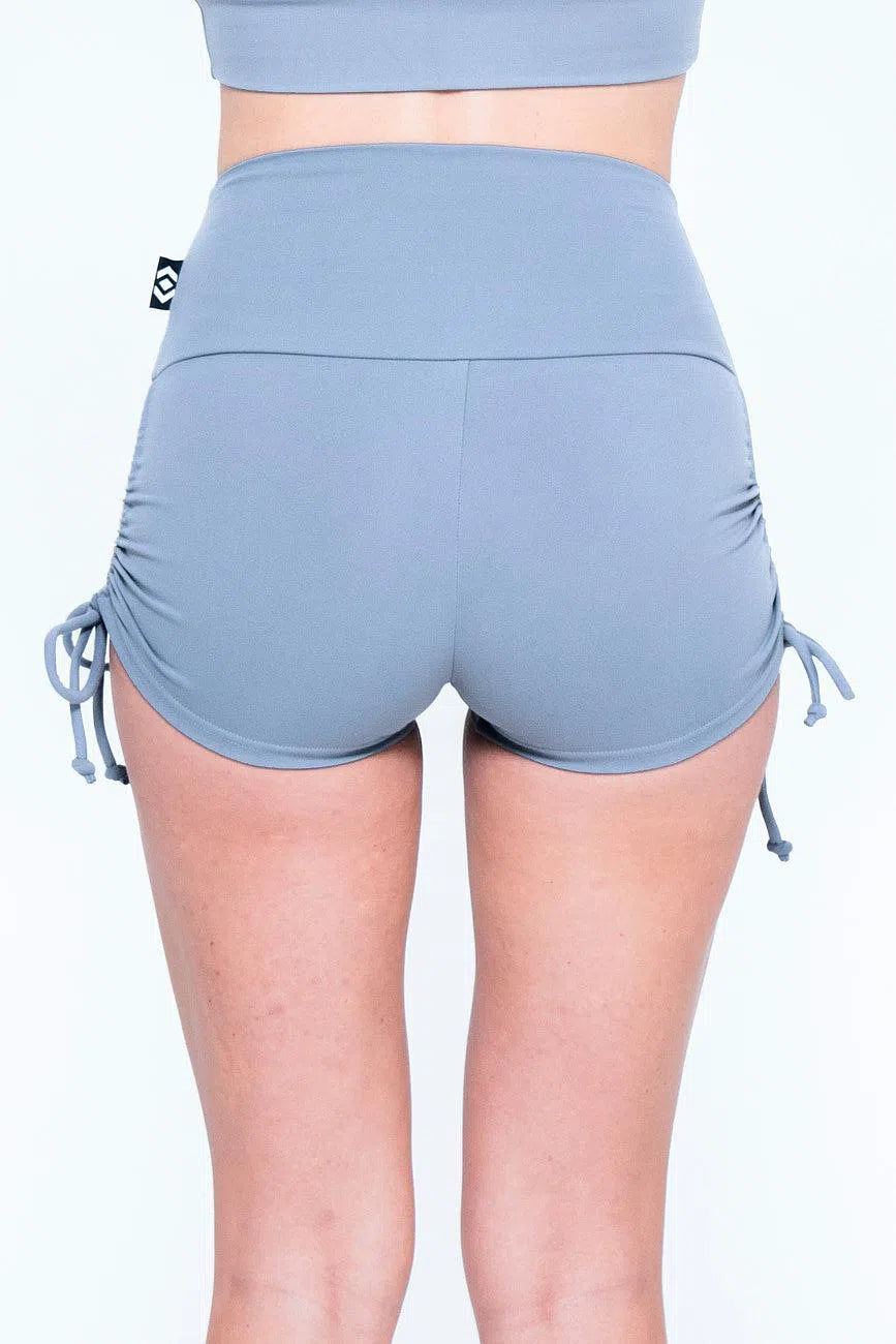 Body Contouring High Waisted Tie Side Booty Shorts - Grey-Activewear-Exoticathletica