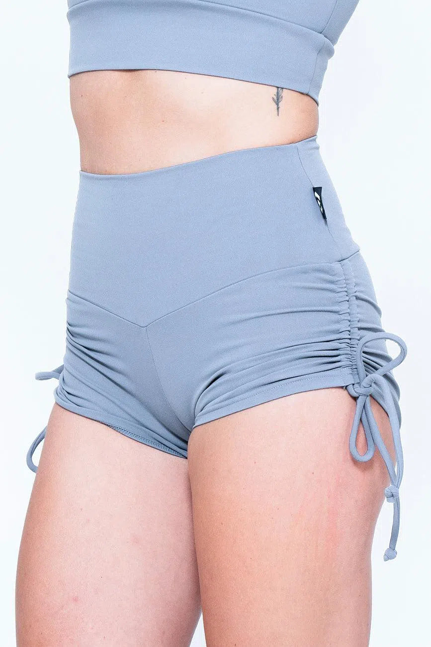 Body Contouring High Waisted Tie Side Booty Shorts - Grey-Activewear-Exoticathletica