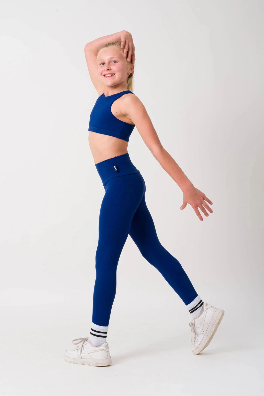 Body Contouring Kids Crop Top - Dark Navy-Activewear-Exoticathletica