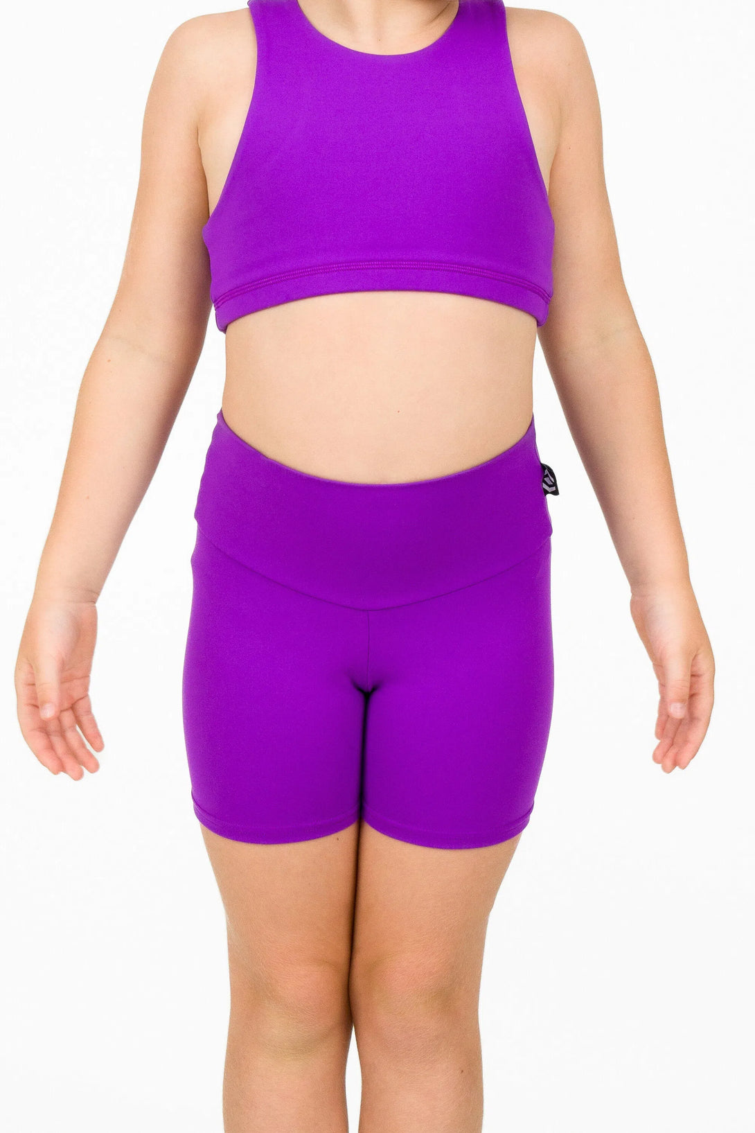 Body Contouring Kids Crop Top - Purple-Activewear-Exoticathletica