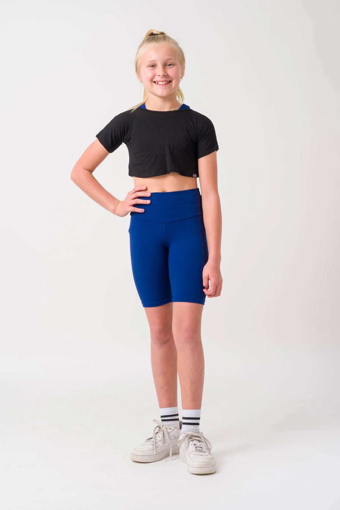 Body Contouring Kids Long Shorts - Dark Navy-Activewear-Exoticathletica