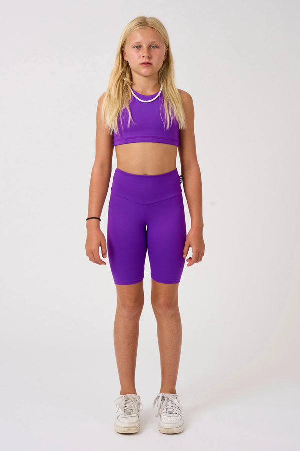 Body Contouring Kids Long Shorts - Purple-Activewear-Exoticathletica