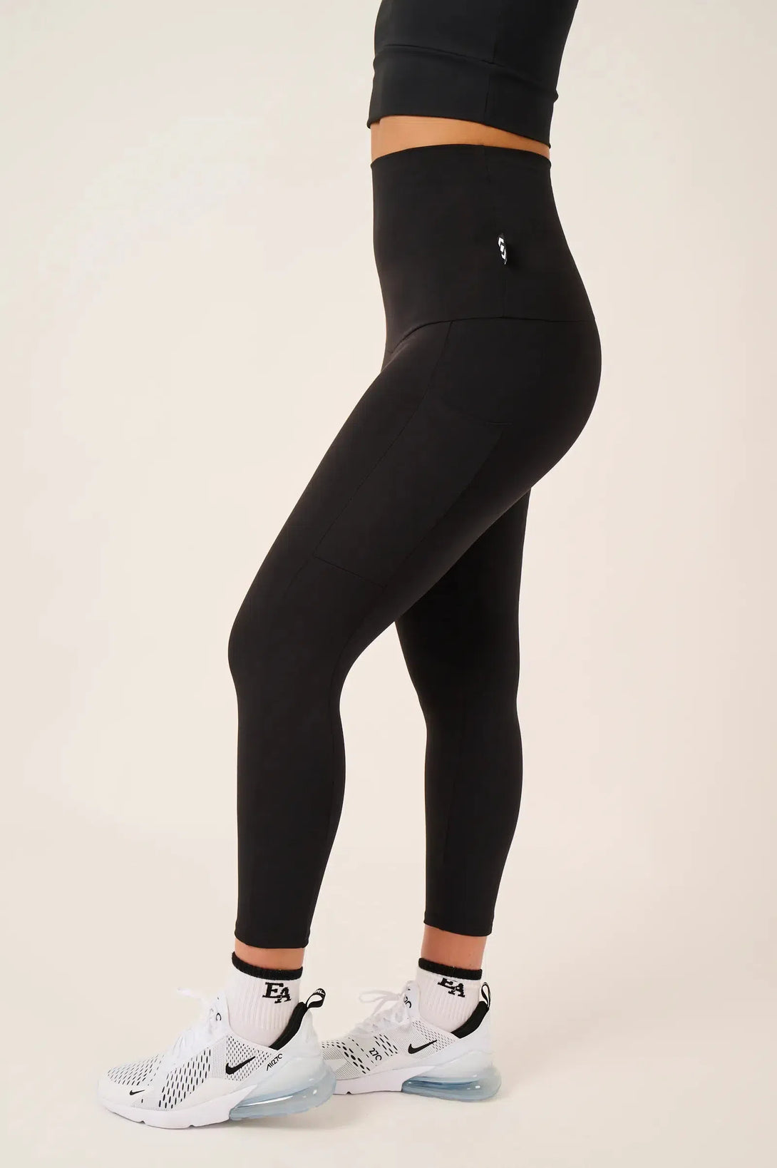 Body Contouring Panel Pocket Extra High Waisted 7/8 Leggings - Black-Activewear-Exoticathletica