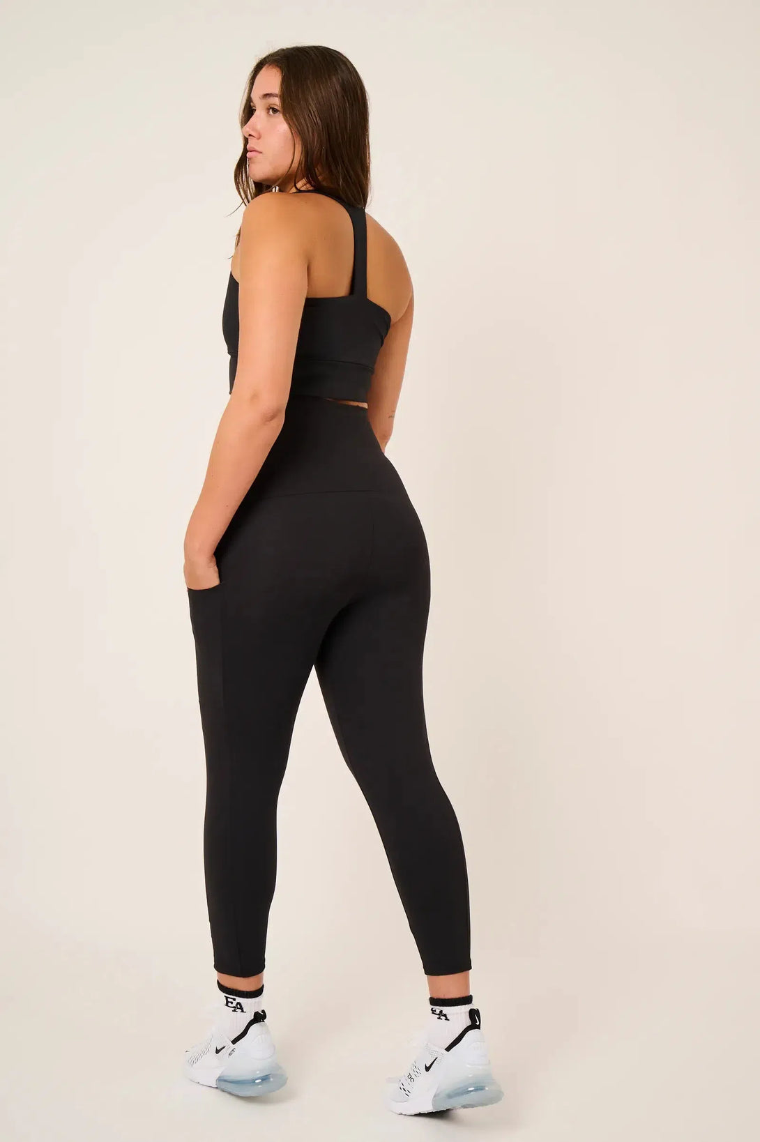 Body Contouring Panel Pocket Extra High Waisted 7/8 Leggings - Black-Activewear-Exoticathletica