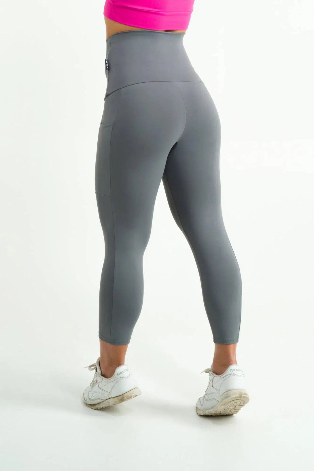 Body Contouring Panel Pocket Extra High Waisted Capri Leggings - Grey-Activewear-Exoticathletica