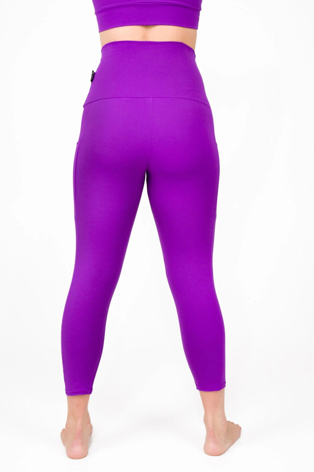 Body Contouring Panel Pocket Extra High Waisted Capri Leggings - Purple-Activewear-Exoticathletica