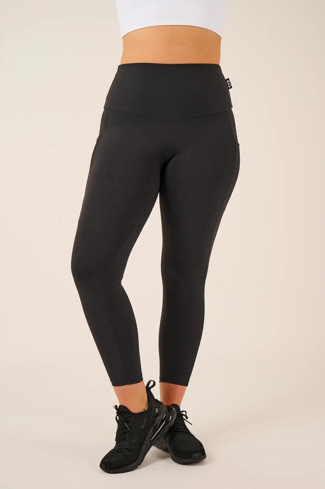 Body Contouring Panel Pocket High Waisted 7/8 Leggings - Black-Activewear-Exoticathletica