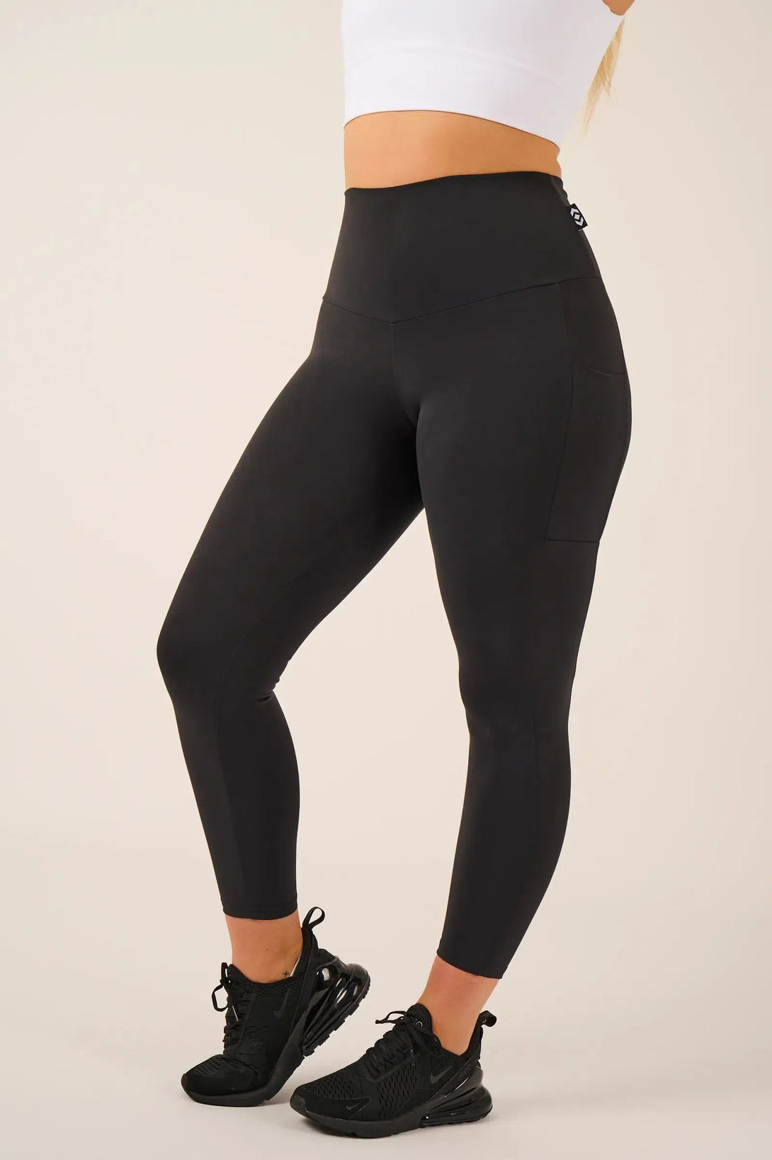 Body Contouring Panel Pocket High Waisted 7/8 Leggings - Black-Activewear-Exoticathletica