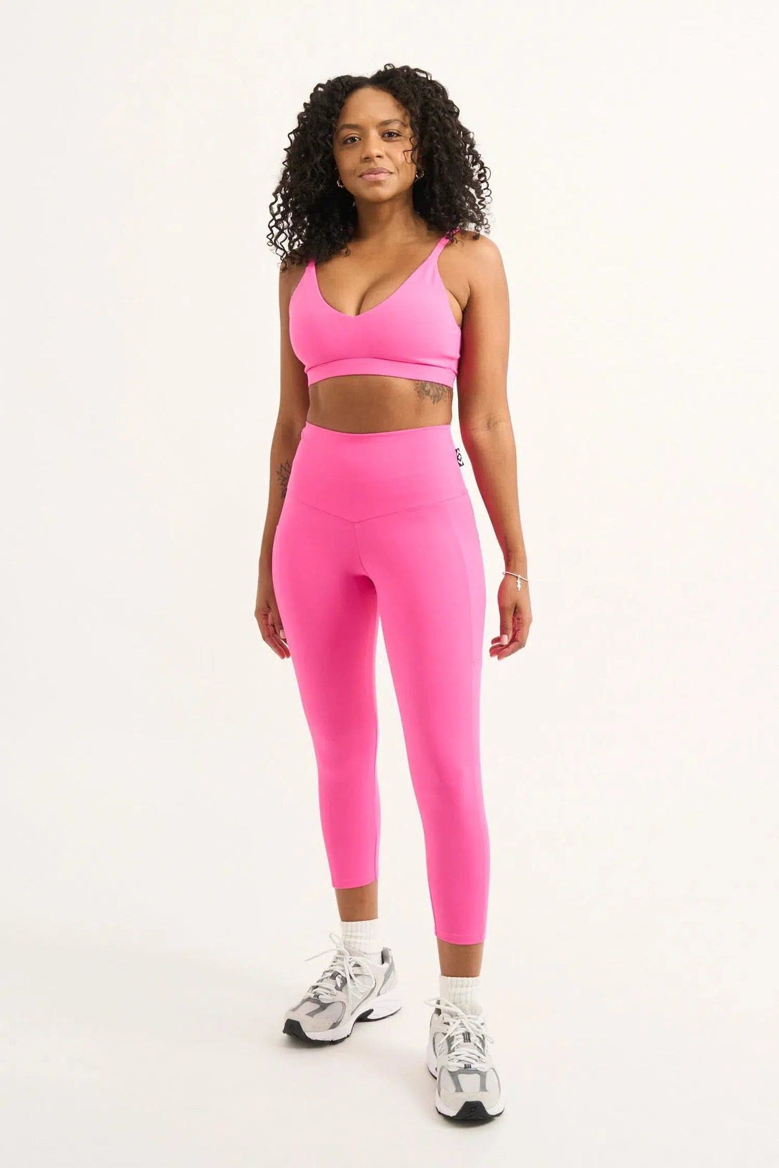 Body Contouring Panel Pocket High Waisted Capri Leggings - Candy Pink-Activewear-Exoticathletica