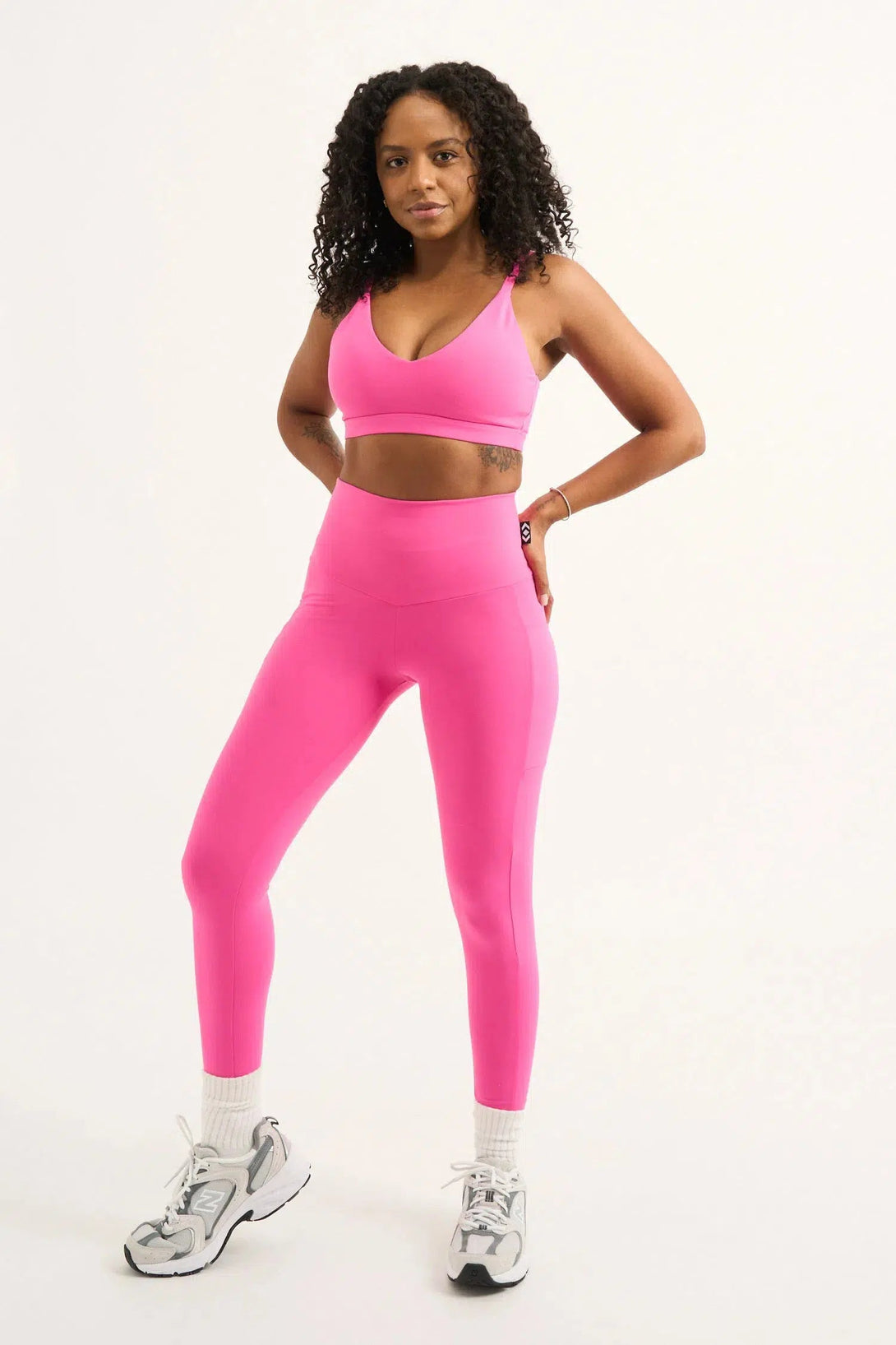 Body Contouring Panel Pocket High Waisted Leggings - Candy Pink-Activewear-Exoticathletica