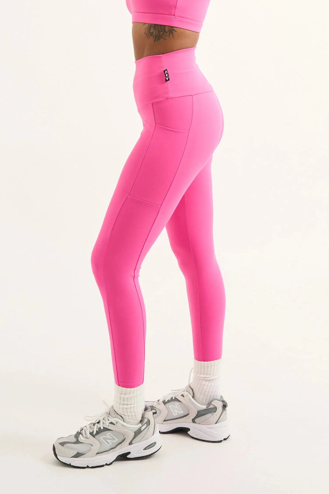 Body Contouring Panel Pocket High Waisted Leggings - Candy Pink-Activewear-Exoticathletica