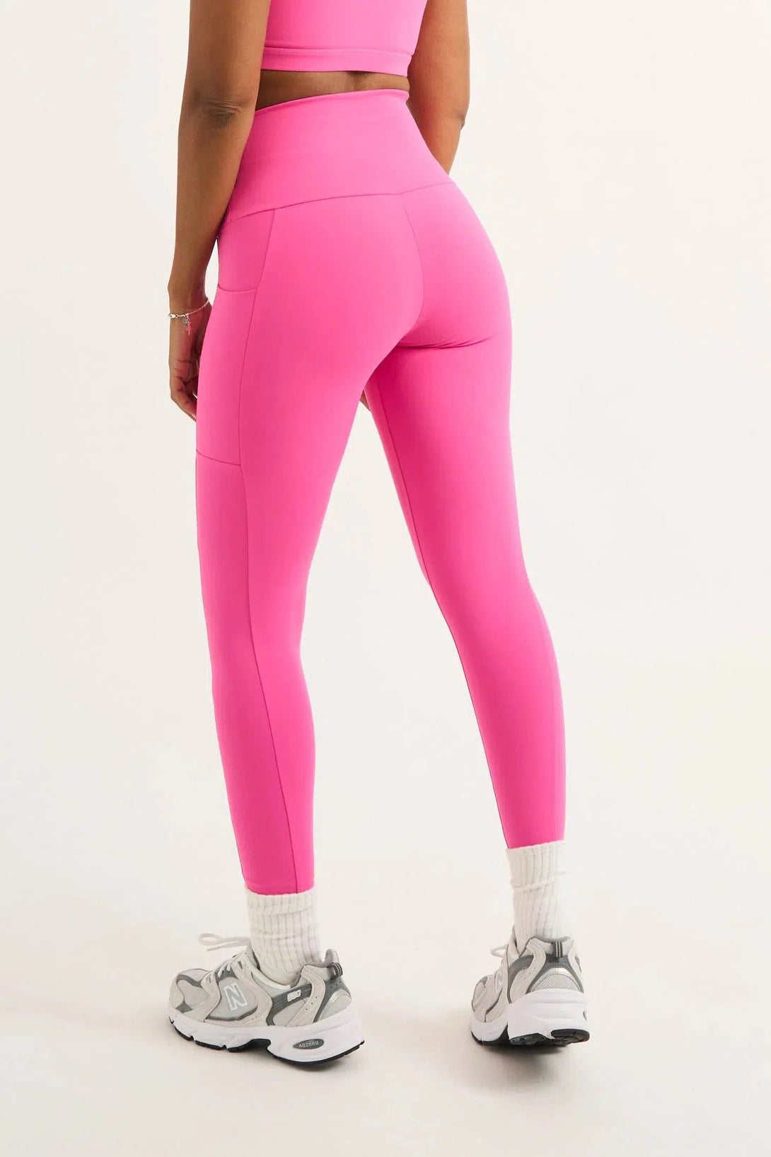 Body Contouring Panel Pocket High Waisted Leggings - Candy Pink-Activewear-Exoticathletica