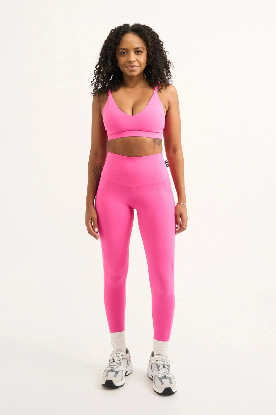 Body Contouring Panel Pocket High Waisted Leggings - Candy Pink-Activewear-Exoticathletica