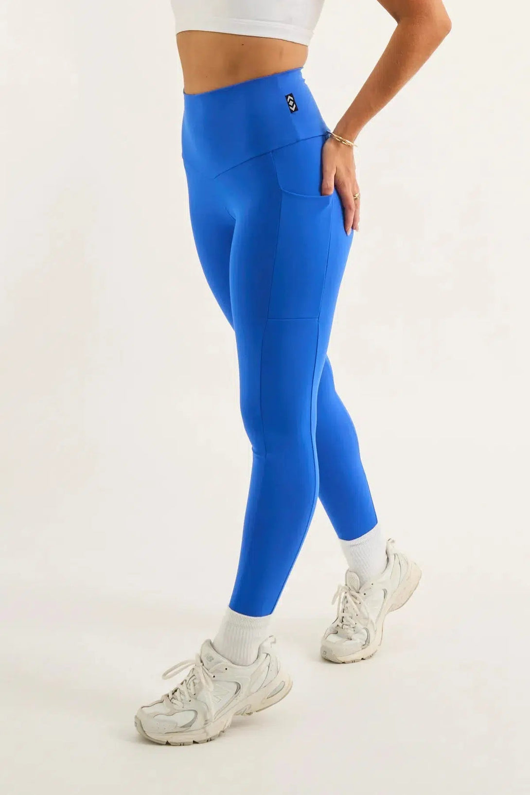 Body Contouring Panel Pocket High Waisted Leggings - Electric Blue-Activewear-Exoticathletica