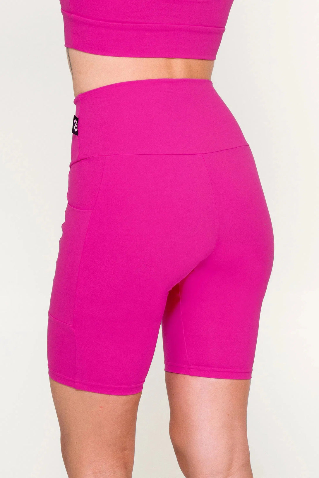 Body Contouring Panel Pocket High Waisted Long Shorts - Pink-Activewear-Exoticathletica